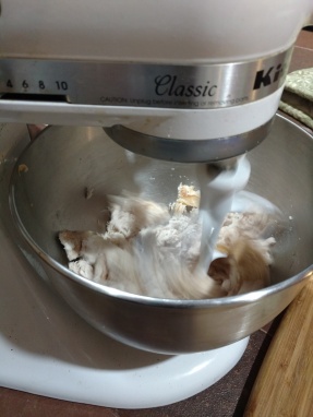 Chicken shredding in a Kitchen Aid mixer